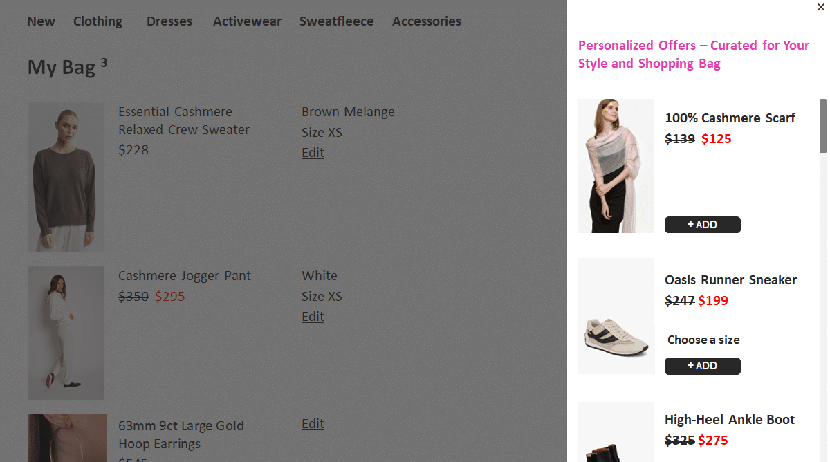 Apparel - Landing Page - Cart Recos