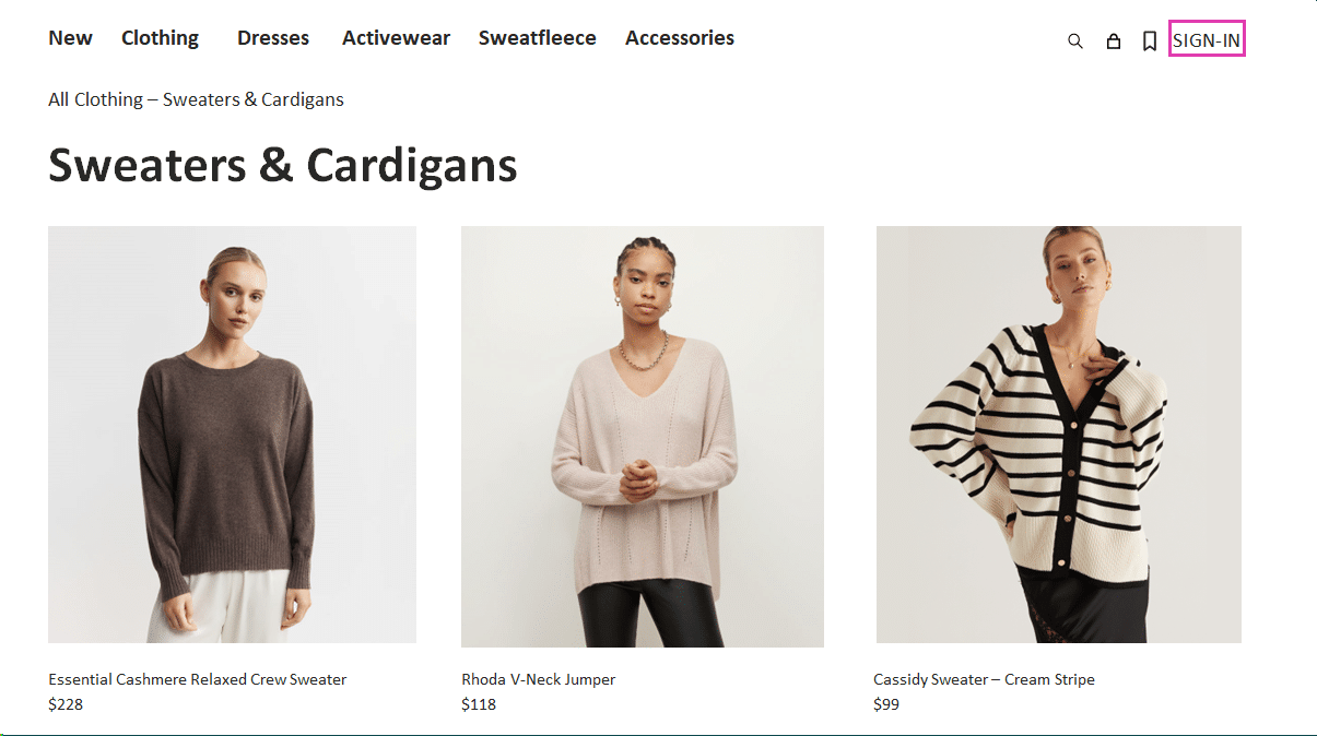 Apparel - Landing Page - Not Signed In