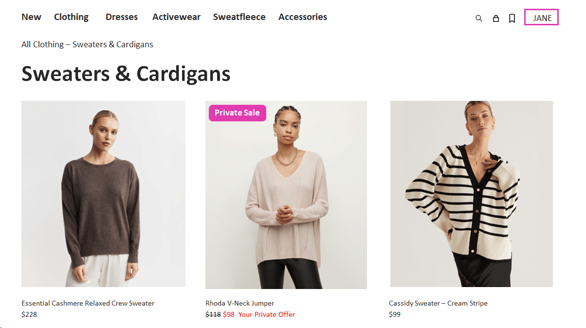 Apparel - Landing Page - Private Sale